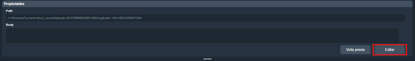 Modo editar de API