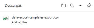 Datos exportados a la página