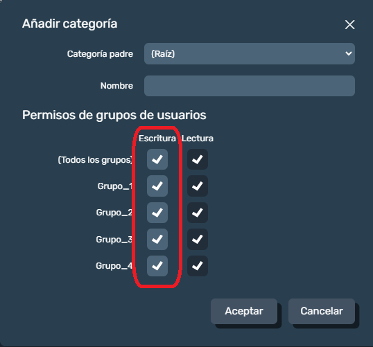 Permiso lectura categoría en Dragsa
