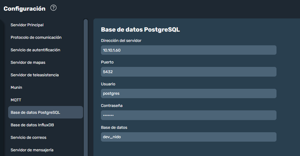 Base de datos de postgresSQL en la interfaz gráfica de Dragsa