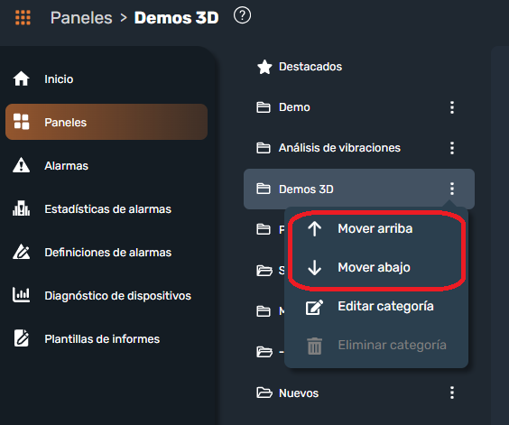 Ordenar categoría en interfaz gráfica de Dragsa