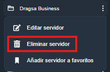 Eliminar servidor en la interfaz gráfica de Dragsa