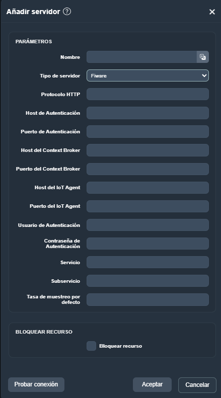 Añadir servidor de Fiware de API