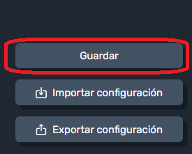 Guardar cambios en el módulo de configuración de interfaz visual de Dragsa