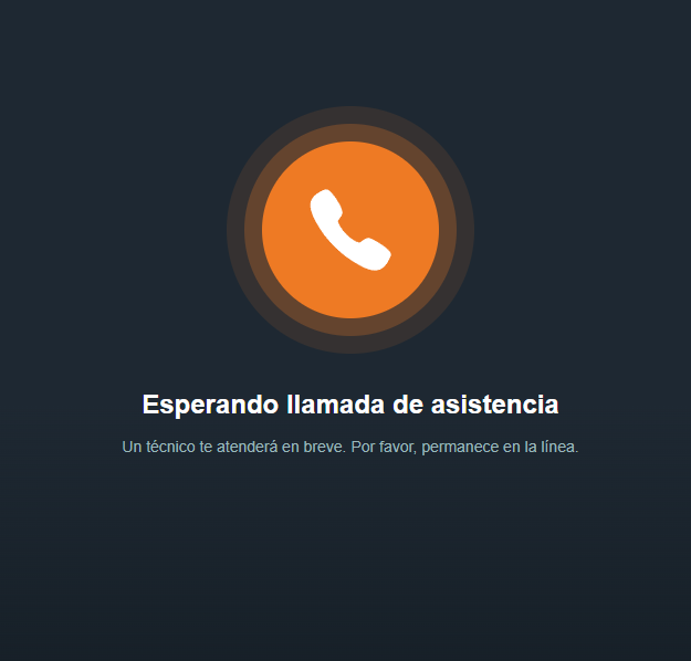 Modo espera al organizar teleasistencia en la interfaz gráfica de Dragsa