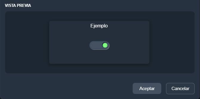 Vista previa del elemento interruptor de estados en paneles de la interfaz gráfica de Dragsa