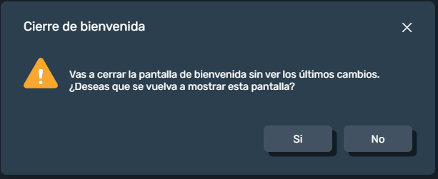 Pantalla cierre bienvenida de la interfaz gráfica de Dragsa