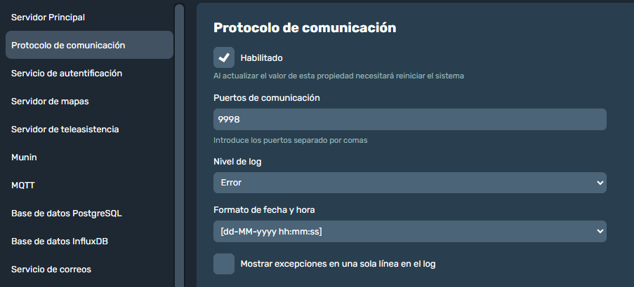 protocolo de comunicación la interfaz gráfica de Dragsa