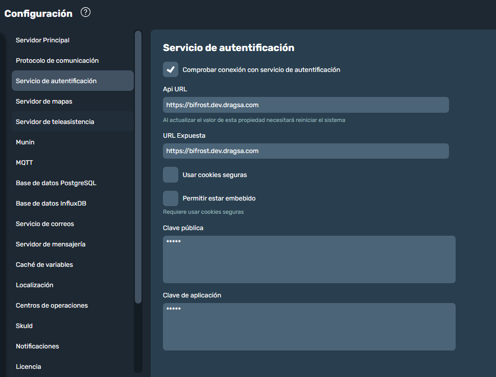 Servicio de comunicación de la interfaz gráfica de Dragsa
