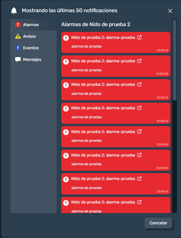 Ventana centro de notificaciones en Dragsa
